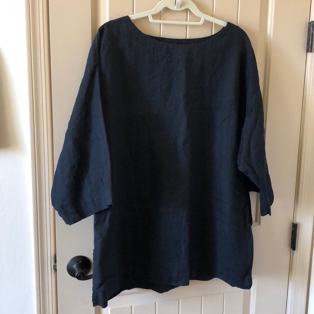 Jjill black linen tunic, 3/4 sleeves